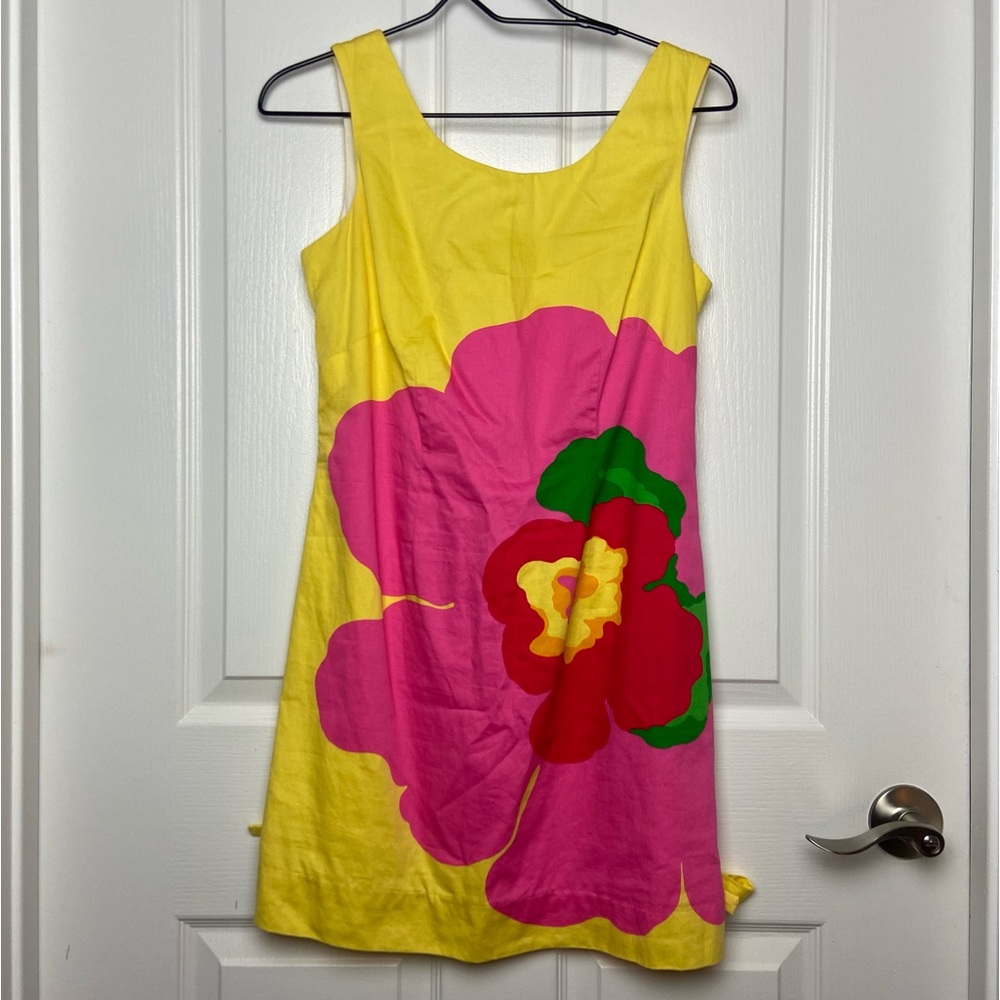 Lilly Pulitzer Delia Starfruit Yellow Lottie Dottie Floral Shift Dress Size 2